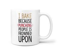 TeHe Gifts I Bake Because Punching People is Frowned Upon Novelty 10oz Ceramic Gift Mug
