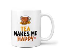 TeHe Gifts - Tea Makes Me Happy Present for Tea Drinker Yorkshire 10oz Gift Mug