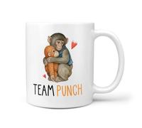TeHe Gifts Team Punch Monkey Gift Mug - 11oz Ceramic Coffee Cup for Monkey Lover - Funny Gift for Friend, Presents for Office, Work Cups