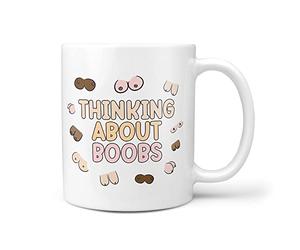 TeHe Gifts Thinking About Boobs Gift Mug Day Dreaming Funny Secret Santa Gift for Him Her