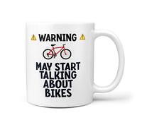 TeHe Gifts - Warning May Start Talking About Bikes Present Funny Novelty 10oz Gift Mug
