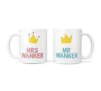 TeHe Gifts Wedding Gift Mugs for Him Her Funny Profanity Mr & Mrs Wanker