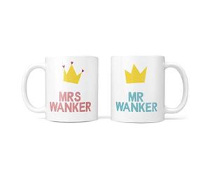 TeHe Gifts Wedding Gift Mugs for Him Her Funny Profanity Mr & Mrs Wanker
