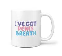 TeHeGifts 11oz Ceramic Mug - Funny Birthday or Secret Santa Gift - 'I've Got Penis Breath' Humorous Adult Mug - Novelty Gag Present for Men & Women - UK Dishwasher Safe
