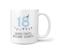 TeHeGifts 18th Birthday Mug When Farts Become Sharts - Funny Ceramic Coffee Cup Gift for 18 Year Olds UK