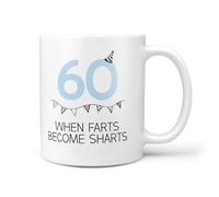 TeHeGifts 60th Birthday Mug When Farts Become Sharts - Funny Ceramic Coffee Cup Gift for 60 Year Olds UK