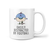 TeHeGifts Easily Distracted by Football Mug - 11oz Ceramic Coffee Cup for Football Fans - Funny Gift for Soccer Lovers & Players - UK
