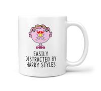 TeHeGifts Easily Distracted by Harry Styles Mug - 11oz Ceramic Coffee Cup for Fans - Funny Gift for Harry Styles Lovers & Music Fans - UK