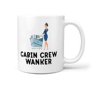 TeHeGifts Funny Cabin Crew Wanker Mug - 11oz Ceramic Novelty Gift for Him or Her Gift Secret Santa Birthday Present