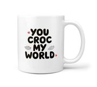 TeHeGifts Funny Crocs Mug - 11oz Ceramic Coffee Cup - ‘You Croc My World’ - Gift for Crocs Fans & Shoe Lovers - UK