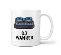 TeHeGifts Funny DJ Wanker Mug - 11oz Ceramic Novelty Gift for Him or Her Gift Secret Santa Birthday Present