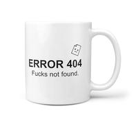 TeHeGifts Funny ‘Error 404 Fucks Not Found’ Mug 11oz - Ceramic Coffee Cup for Not Bothered People - Humorous Gift for Laid-Back & Sarcastic UK