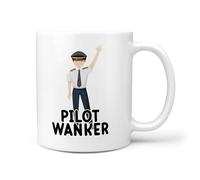 TeHeGifts Funny Pilot Men's Wanker Mug - 11oz Ceramic Novelty Gift for Him or Her Gift Secret Santa Birthday Present