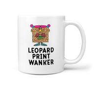 TeHeGifts Leopard Print Wanker Mug - Funny 11oz Ceramic Coffee Cup - Humorous Gift for Animal Print Fans UK