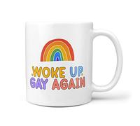 TeHeGifts Woke Up Gay Again Funny Gay LBGT Community Gifts Lesbian Wedding Girlfriend Boyfriend 10oz Gift Mug