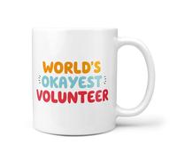 TeHeGifts World's Okayest Volunteer Mug 11oz - Funny Volunteer Appreciation Gift - Sarcastic Ceramic Coffee Cup for Him or Her - Thank You Volunteer Present - UK Gift Idea