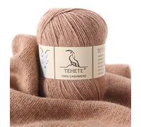 TEHETE 100% Cashmere Yarn for Knitting and Crochet, 3 ply, 50g, 250m, Soft and Luxurious -Khaki
