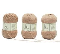 TEHETE 100% Cashmere Yarn for Knitting and Crochet 3 ply 50g × 3 Balls 250m Soft and Luxurious - Khaki
