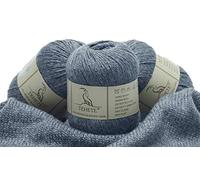 TEHETE Merino Wool Yarn for Knitting 3-Ply Soft Lightweight 150g Crochet Yarn (Grey)