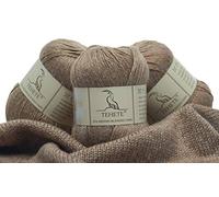 TEHETE Merino Wool Yarn for Knitting 3-Ply Soft Lightweight 150g Crochet Yarn (Mocha)