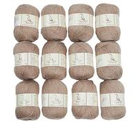 TEHETE Merino Wool Yarn for Knitting and Crochet 12x50g 35% Merino Blended Yarn 3ply Soft, Set of 12-Camel