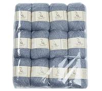 TEHETE Merino Wool Yarn for Knitting and Crochet 12x50g 35% Merino Blended Yarn 3ply Soft, Set of 12-Grey