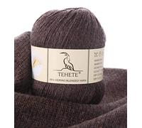 TEHETE Merino Wool Yarn for Knitting and Crochet 35% Merino Blended Yarn, 3ply 50g Ball 250m, Soft -Brown