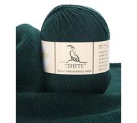 TEHETE Merino Wool Yarn for Knitting and Crochet 35% Merino Blended Yarn, 3ply 50g Ball 250m, Soft -Green