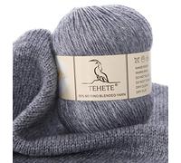 TEHETE Merino Wool Yarn for Knitting and Crochet 35% Merino Blended Yarn, 3ply 50g Ball 250m, Soft -Grey