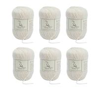 TEHETE Merino Wool Yarn for Knitting and Crochet 6x50g 35% Merino Blended Yarn 3ply Soft, Set of 6-Beige