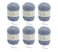 TEHETE Merino Wool Yarn for Knitting and Crochet 6x50g 35% Merino Blended Yarn 3ply Soft, Set of 6-Grey