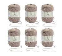 TEHETE Merino Wool Yarn for Knitting and Crochet 6x50g 35% Merino Blended Yarn 3ply Soft, Set of 6-Mocha