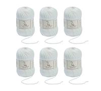 TEHETE Merino Wool Yarn for Knitting and Crochet 6x50g 35% Merino Blended Yarn 3ply Soft, Set of 6-White