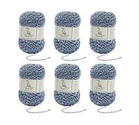 TEHETE Merino Wool Yarn for Knitting and Crochet 6x50g 35% Merino Blended Yarn 3ply Soft, Set of 6-White Grey
