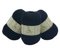 TEHETE Merino Wool Yarn for Knitting and Crochet Yarn 3ply 50g × 3 Balls soft and warm - Black