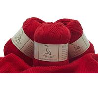 TEHETE Merino Wool Yarn for Knitting and Crochet Yarn 3ply 50g × 3 Balls Soft and Warm - Red