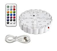 Tehoi LED Light Base 6 Inch Round - 13 Colors, Brightness Adjustment & Color Changing Modes, USB/Battery Powered