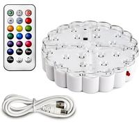 Tehoi LED Light Base 6 Inch Round - 13 Colors, Brightness Adjustment & Color Changing Modes, USB/Battery Powered