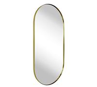 TEHOME Brushed Gold Oval Bathroom Mirror 20x40'' Pill Shaped Oblong Vanity Mirror Metal Framed Capsule Mirror for Wall in Stainless Steel Rounded Mirrors for Wall Mounted