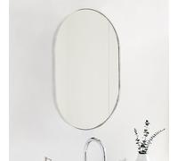 TEHOME Brushed Nickel 20x30'' Oval Mirror Brushed Silver Capsule Pill Shaped Bathroom Vanity Mirror 30 x 20 inch Oblong Metal Framed Mirror in Stainless Steel