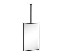 TEHOME Ceiling Mount Mirrors for bathrooms Suspend Black Metal Framed Rectangle ceil Mount Mirror for a Window Vanity with Adjustable Hanging Rod, Mirror Measures 20x30''