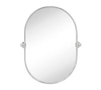 TEHOME Oval Swivel Bathroom Mirror Brushed Nickel Pill Shape Tilt Bathroom Mirror with Metal Frame Adjustable Mirror 24" x 30" (Mirror 20" x 30")