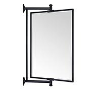 TEHOME Pivot-N-View Bathroom Mirror Side Extentable Wall Mirror Retractable Mirror with Tilt for Vanity in Black Beveled Rectangle Rotating Square Corner Tilting Mirror for Corner Vanity, 14 x 22''