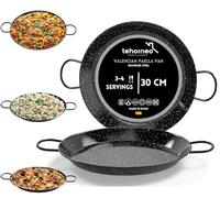 TEHORNEO Paella Pan, Paella 30 cm Enameled Steel 3-4 Servings, Paella Pan for Induction Hob 30 cm, Compatible with Induction Cooktops, Ceramic Hobs, Gas Stoves, Oven and Dishwashers, Made in Spain