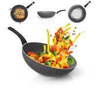 TEHORNEO Wok, Wok Non Stick 28 cm Aluminium, Induction Wok, Deep Frying Pan, Saute Pans, Pot, Compatible with Induction, Vitroceramic and Gas Stoves, Dishwasher Safe, Made in Europe