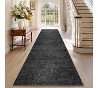 TEHWDAIYOU Carpet Runners for Hallways 80 x 100 cm Black Non Slip Washable Hall Runner Narrow Runner Rug Floor Mat for Hallway Kitchen Entryway Laundry