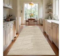 TEHWDAIYOU Long Hallway Runner Rug Non Slip Washable Kitchen Rug Hall Runner Corridor Rugs Floor Mat Narrow Heavy Duty Carpet Runner for Entryway Hallways Kitchen Laundry Room, Beige, 80 x 100 cm