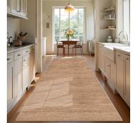 TEHWDAIYOU Long Hallway Runner Rug Non Slip Washable Kitchen Rug Hall Runner Corridor Rugs Floor Mat Narrow Heavy Duty Carpet Runner for Entryway Hallways Kitchen Laundry Room, Brown, 80 x 120 cm