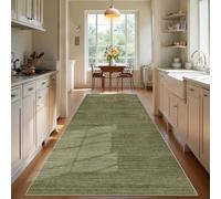 TEHWDAIYOU Long Hallway Runner Rug Non Slip Washable Kitchen Rug Hall Runner Corridor Rugs Floor Mat Narrow Heavy Duty Carpet Runner for Entryway Hallways Kitchen Laundry Room, Green, 70 x 500 cm