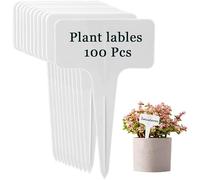 TEICHI 100Pcs Plant Labels, Waterproof Plastic Garden Plant Markers Tags, Reusable Plant Labels for Outdoor Plants Seedlings Potted Herbs Flowers Vegetables (White)